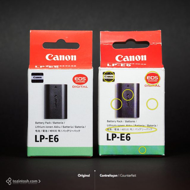 Canon LP-E6 • Front view of the boxes